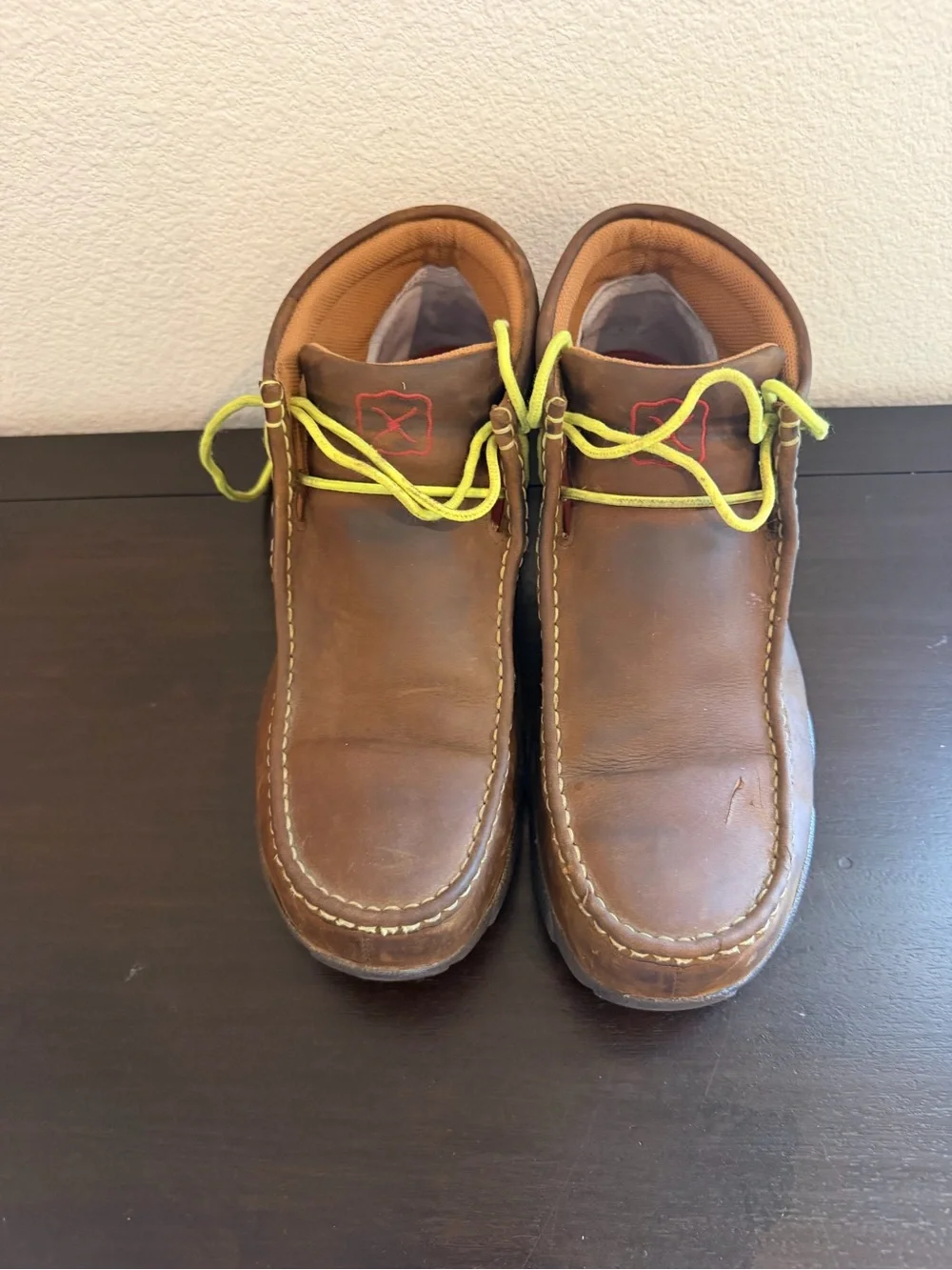 Twisted X Work Chukka Steel Toe Driving Mocks W/ Distressed Saddle Leather